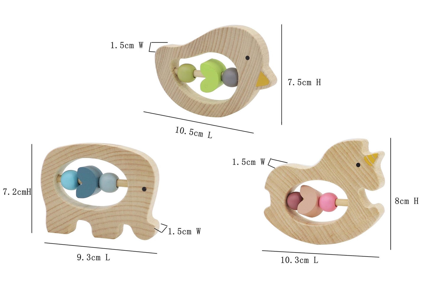 KAPER KIDZ WOODEN ANIMAL RATTLE