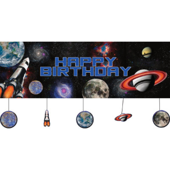 SPACE BLAST GIANT HAPPY BIRTHDAY BANNER