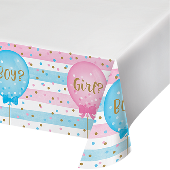 GENDER REVEAL PLASTIC TABLECOVER 137CM X 259CM