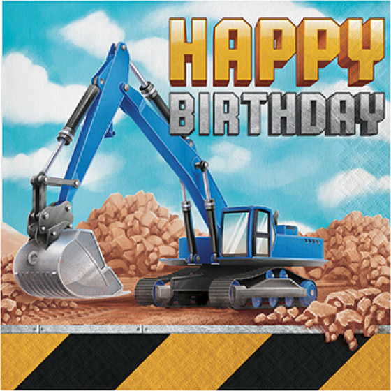 BIG DIG CONSTRUCTION HAPPY BIRTHDAY LUNCH NAPKINS - PACK OF 16