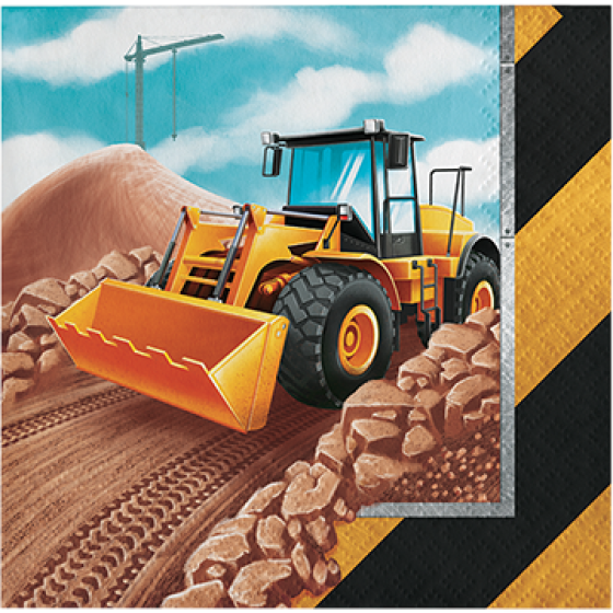 BIG DIG CONSTRUCTION BEVERAGE NAPKINS - PACK OF 16