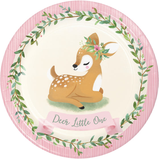 DEER LITTLE ONE ROUND PAPER PLATES 22.2CM - PACK OF 8