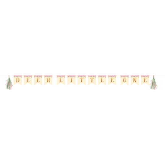 DEER LITTLE ONE 1ST BIRTHDAY SHAPED RIBBON BANNER