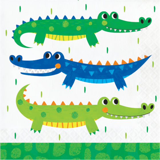 ALLIGATOR PARTY LUNCH NAPKINS - PACK OF 16