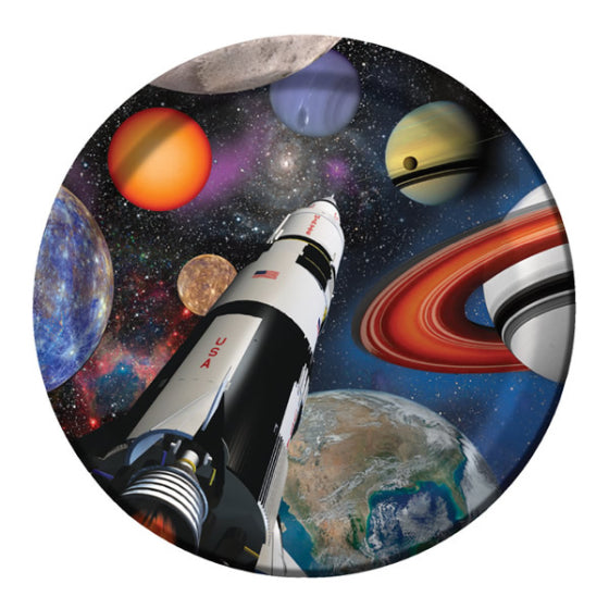 SPACE BLAST ROUND PAPER PLATES 22.2CM - PACK OF 8