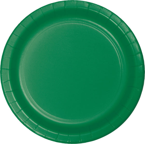 EMERALD GREEN ROUND PAPER PLATES 17.4CM - PACK OF 24