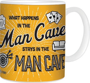 FRANKIE & ME NOVELTY MUG - WHAT HAPPENS IN THE MAN CAVE STAYS IN THE MAN CAVE