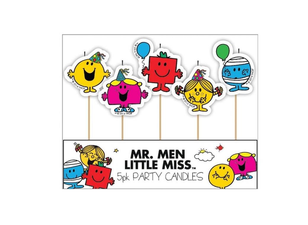 MR MEN LITTLE MISS PARTY CANDLES - PACK OF 5