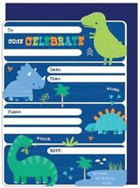 DINOSAUR INVITATION SET - PACK OF 16