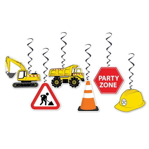 CONSTRUCTION HANGING DECORATIONS - 6 PACK