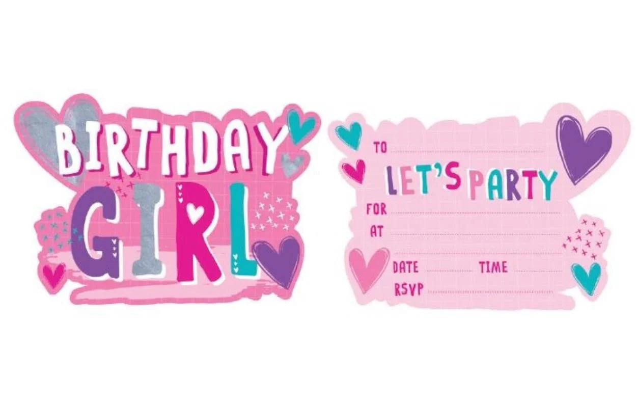 BIRTHDAY GIRL INVITATION SET - PACK OF 8