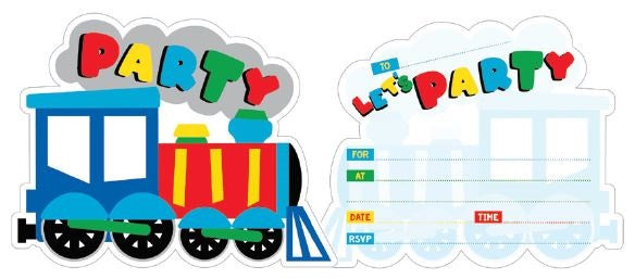 TRAIN LET'S PARTY INVITATION SET - PACK OF 8