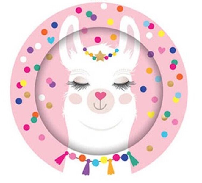 LLAMA ROUND PAPER PLATES - PACK OF 8