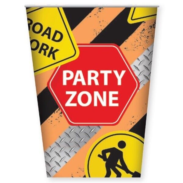 CONSTRUCTION 250ML PAPER CUPS - PACK OF 8