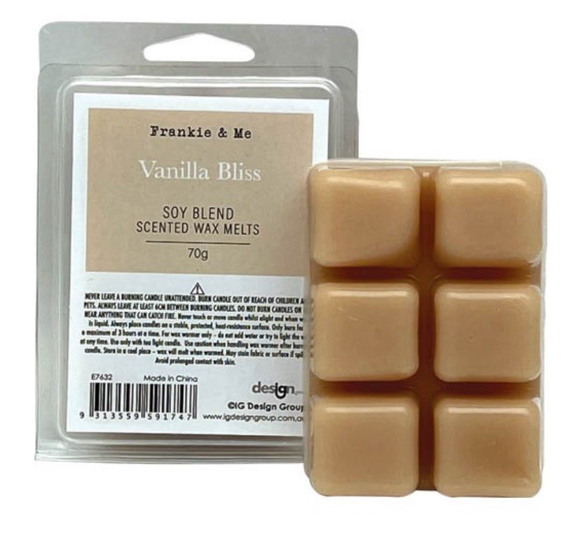 FRANKIE & ME SOY BLEND SCENTED WAX MELTS - VANILLA BLISS - 6 PACK