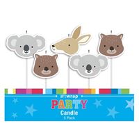 AUSTRALIANA ANIMALS BIRTHDAY CANDLE - PACK OF 5