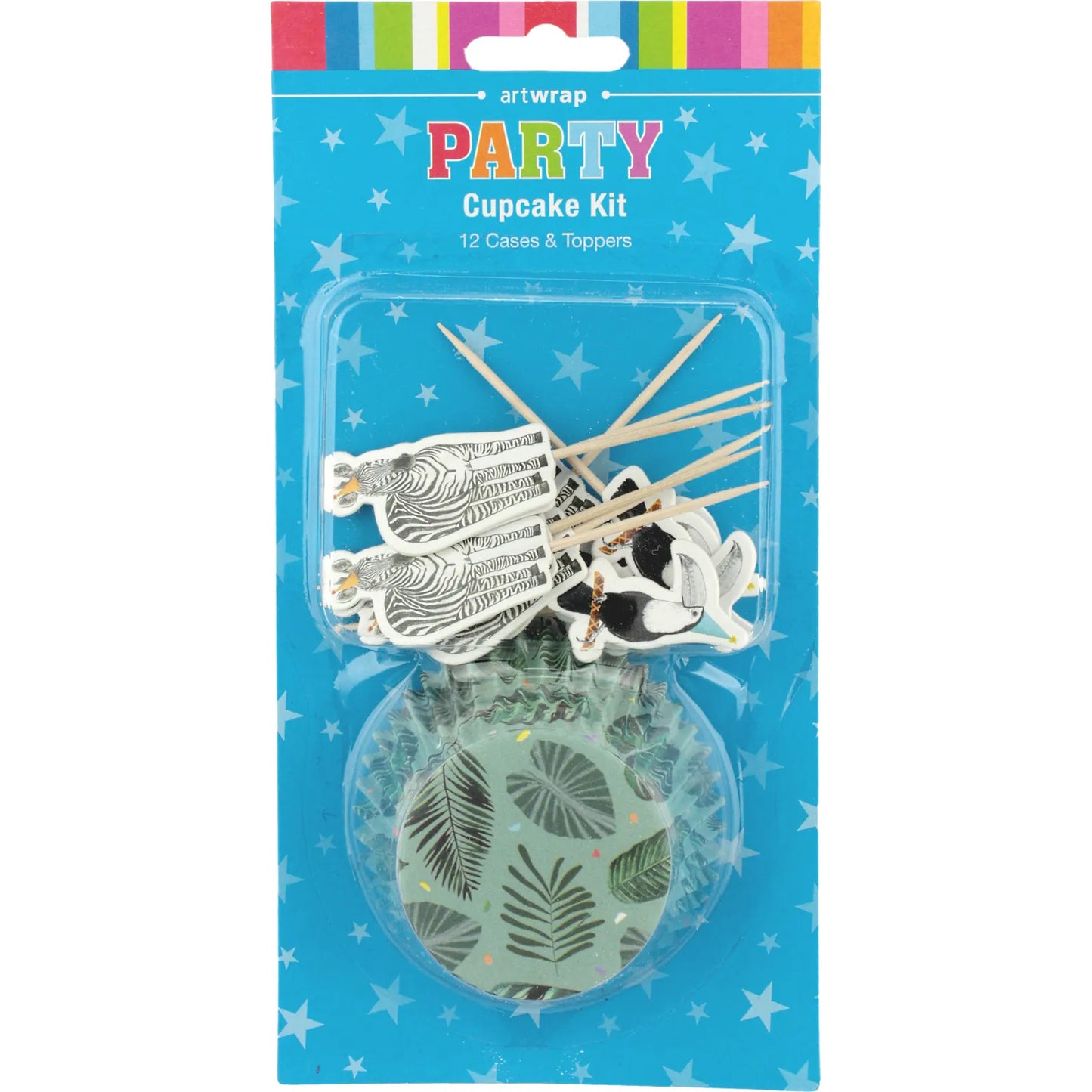 JUNGLE CUPCAKE CASES & TOPPERS KIT- PACK OF 12