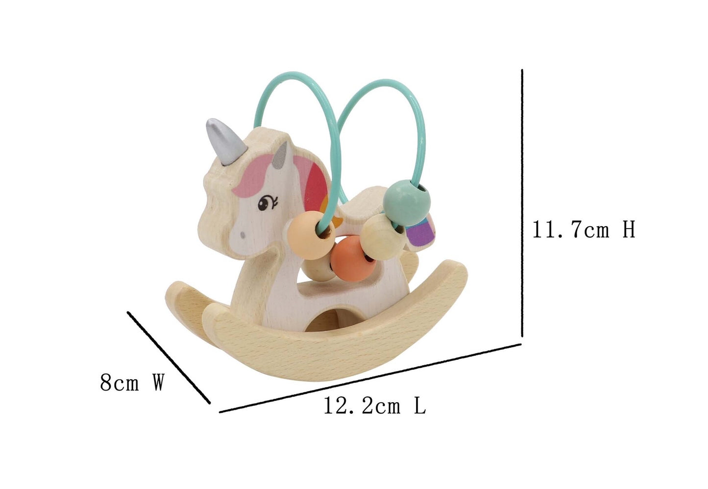 KAPER KIDZ WOODEN UNICORN ROCKER WITH BEADS