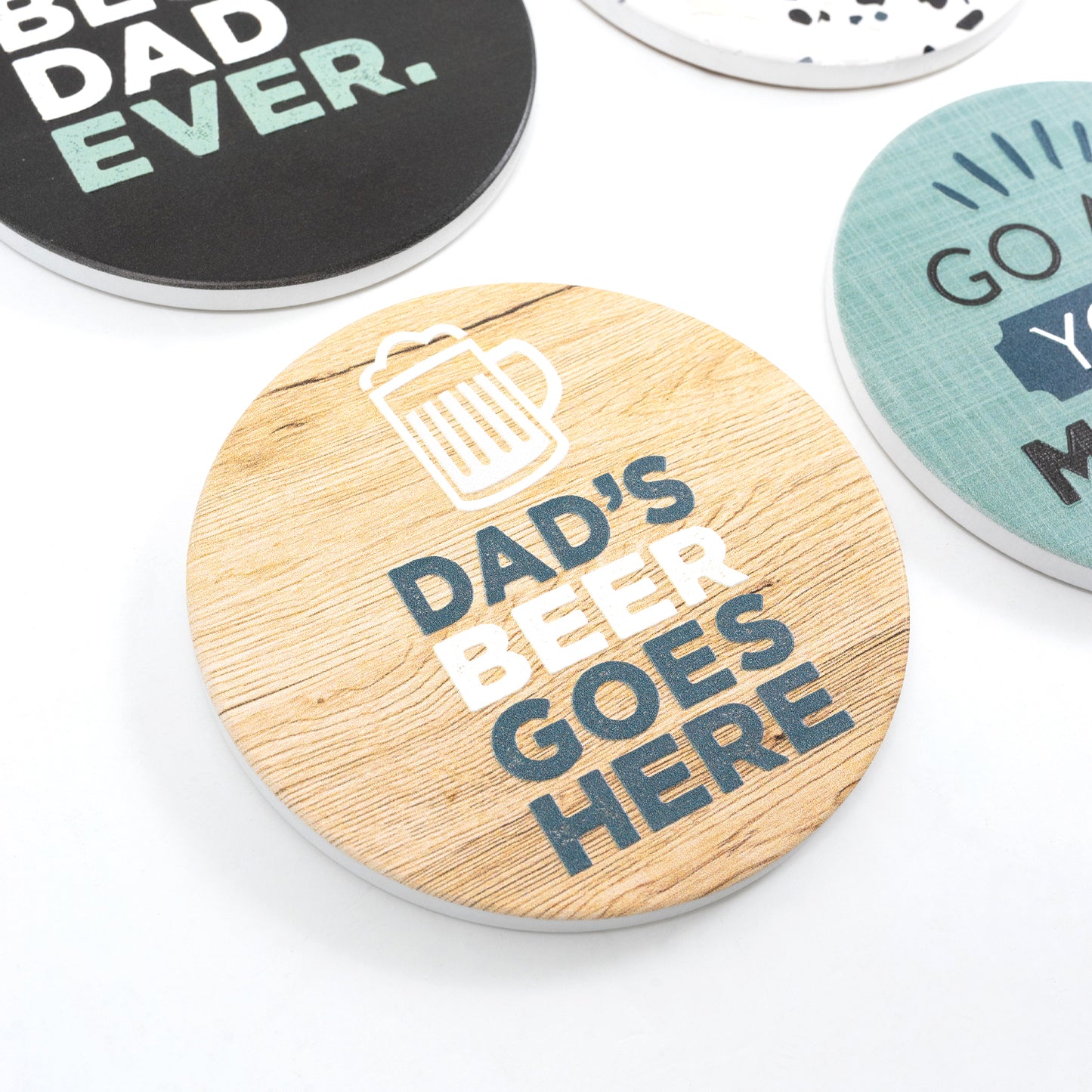 SPLOSH CERAMIC COASTER - DAD'S BEER GOES HERE