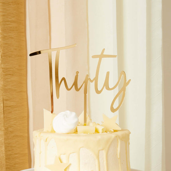 HOOTYBALLOO MILESTONE BIRTHDAY GOLD THIRTY ACRYLIC CAKE TOPPER