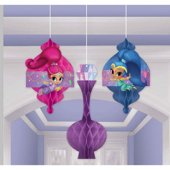 SHIMMER AND SHINE HANGING HONEYCOMB DECORATIONS - PACK OF 3