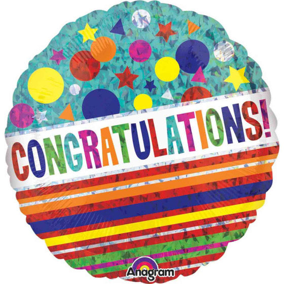 HOLOGRAPHIC SPARKLE CONGRATULATIONS FOIL BALLOON - 45CM