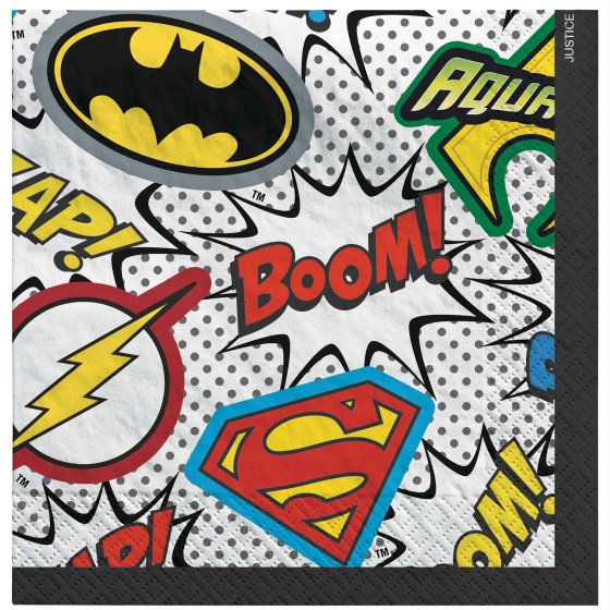 JUSTICE LEAGUE UNITE BEVERAGE NAPKINS - PACK OF 16