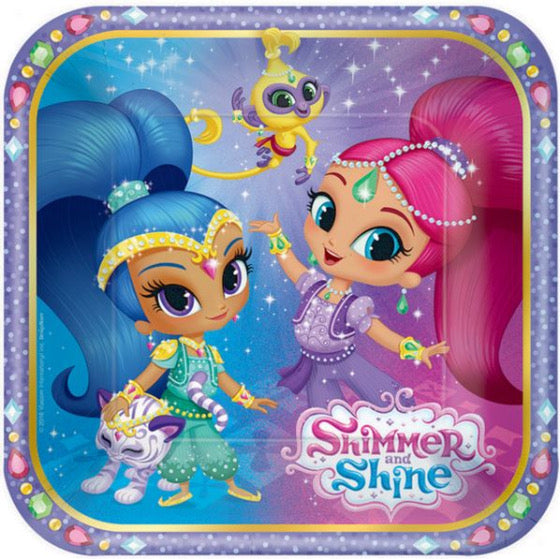 SHIMMER AND SHINE SQUARE PAPER PLATES 17.8CM - PACK OF 8