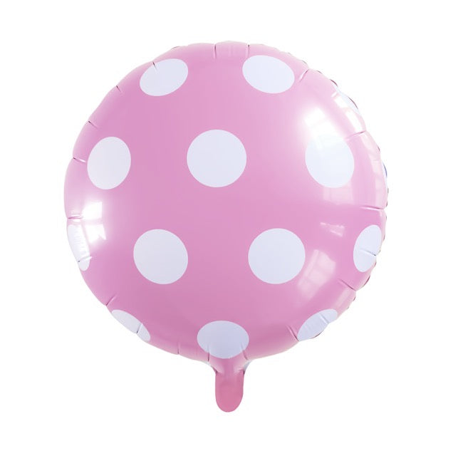 POLKA DOT BABY PINK FOIL BALLOON ROUND - 45CM