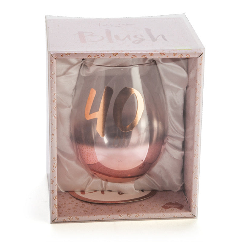 40TH BIRTHDAY TALLULAH BLUSH STEMLESS GLASS