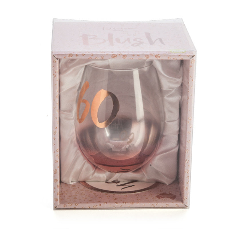 60TH BIRTHDAY TALLULAH BLUSH STEMLESS GLASS
