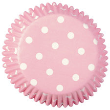 LIGHT PINK & WHITE POLKA DOTS CUPCAKE BAKING CUPS - PACK OF 75