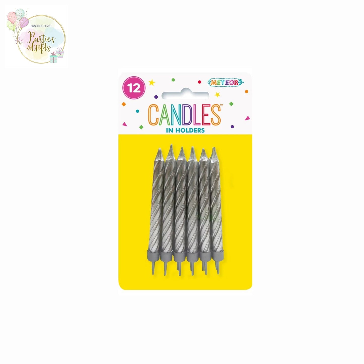 SILVER METALLIC CANDLES IN HOLDERS - PACK OF 12