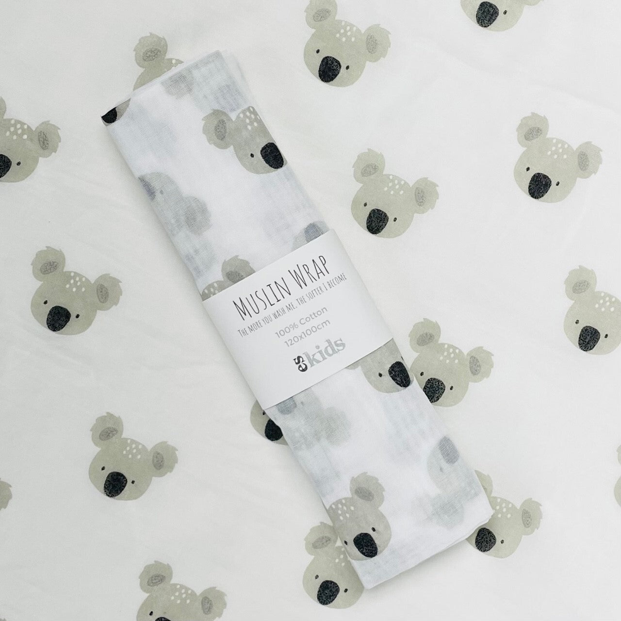 ES KIDS MUSLIN WRAP 100CM x 120CM - KOALA BEARS