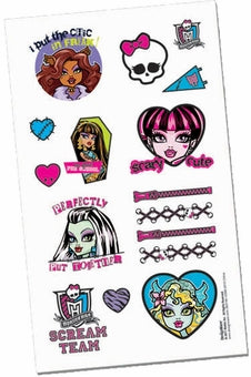MONSTER HIGH TEMPORARY TATTOOS - PACK OF 8