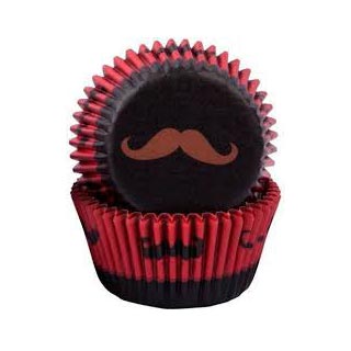 MOUSTACHE CUPCAKE BAKING CUPS - PACK OF 50