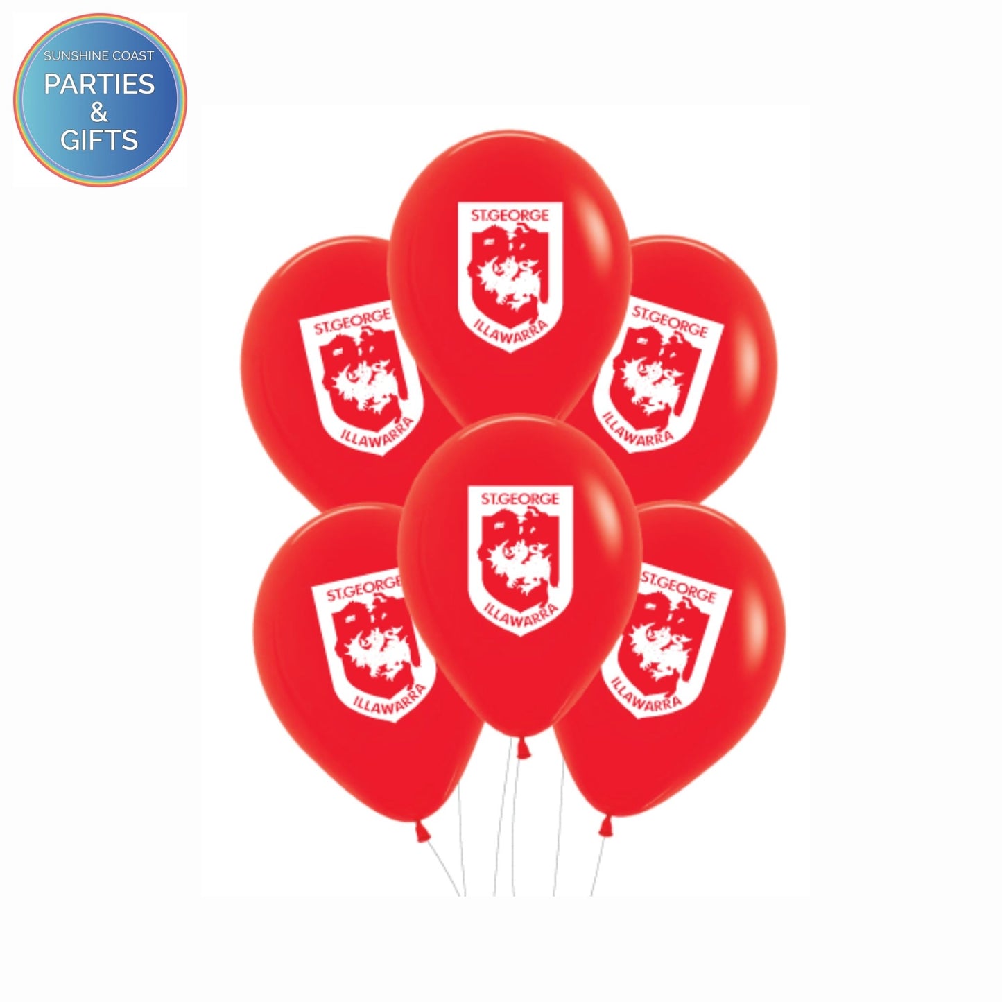 NRL ST GEORGE ILLAWARRA DRAGONS 30CM LATEX BALLOONS - 6 PACK