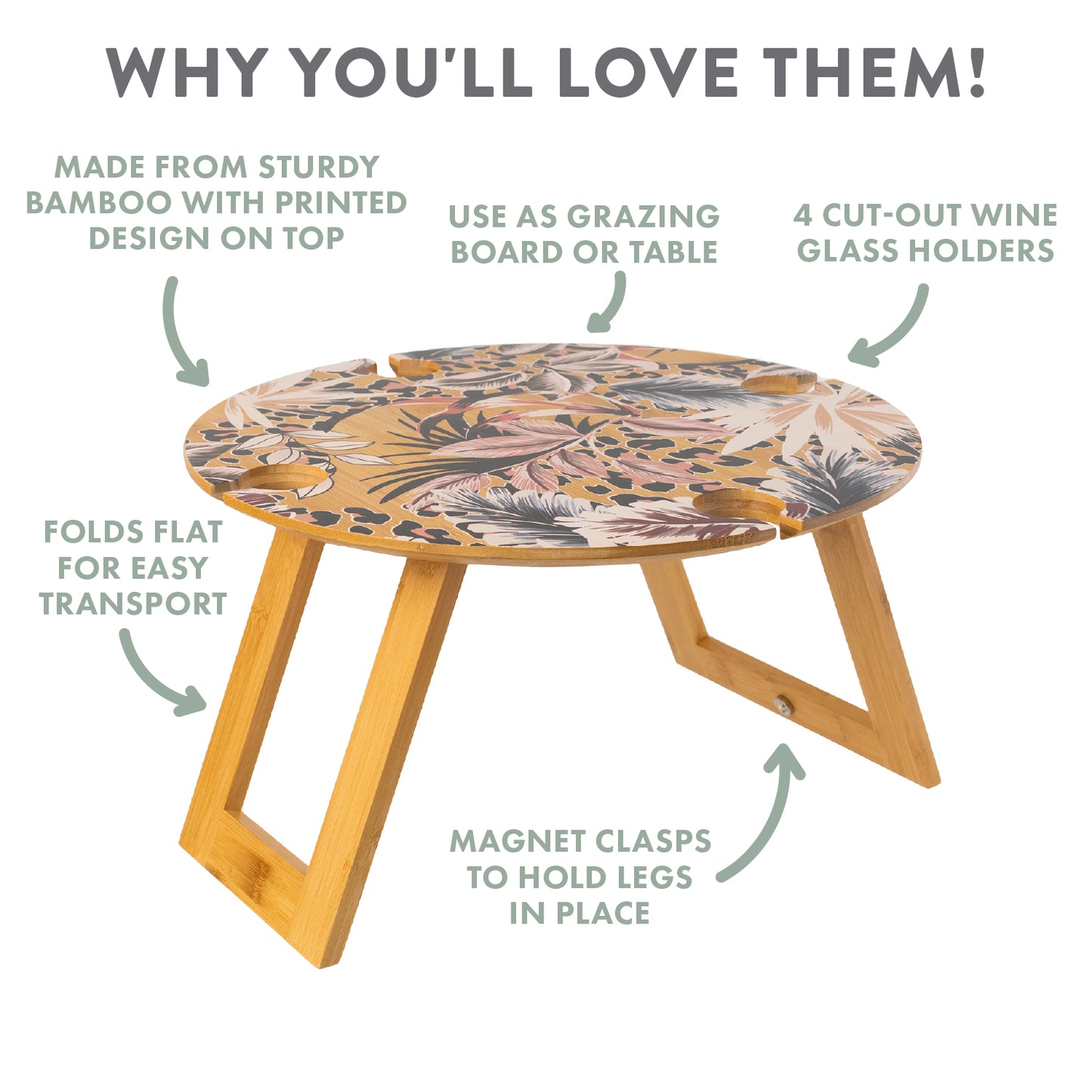 SPLOSH LEOPARD FOLDABLE PICNIC TABLE