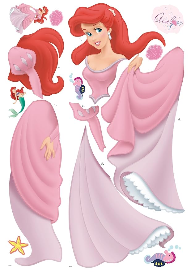 ROOMMATES DISNEY PRINCESS ARIEL GIANT REMOVABLE WALL STICKERS - 14 STICKERS