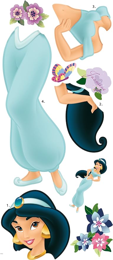 ROOMMATES DISNEY PRINCESS JASMINE GIANT REMOVABLE WALL STICKERS - 9 STICKERS