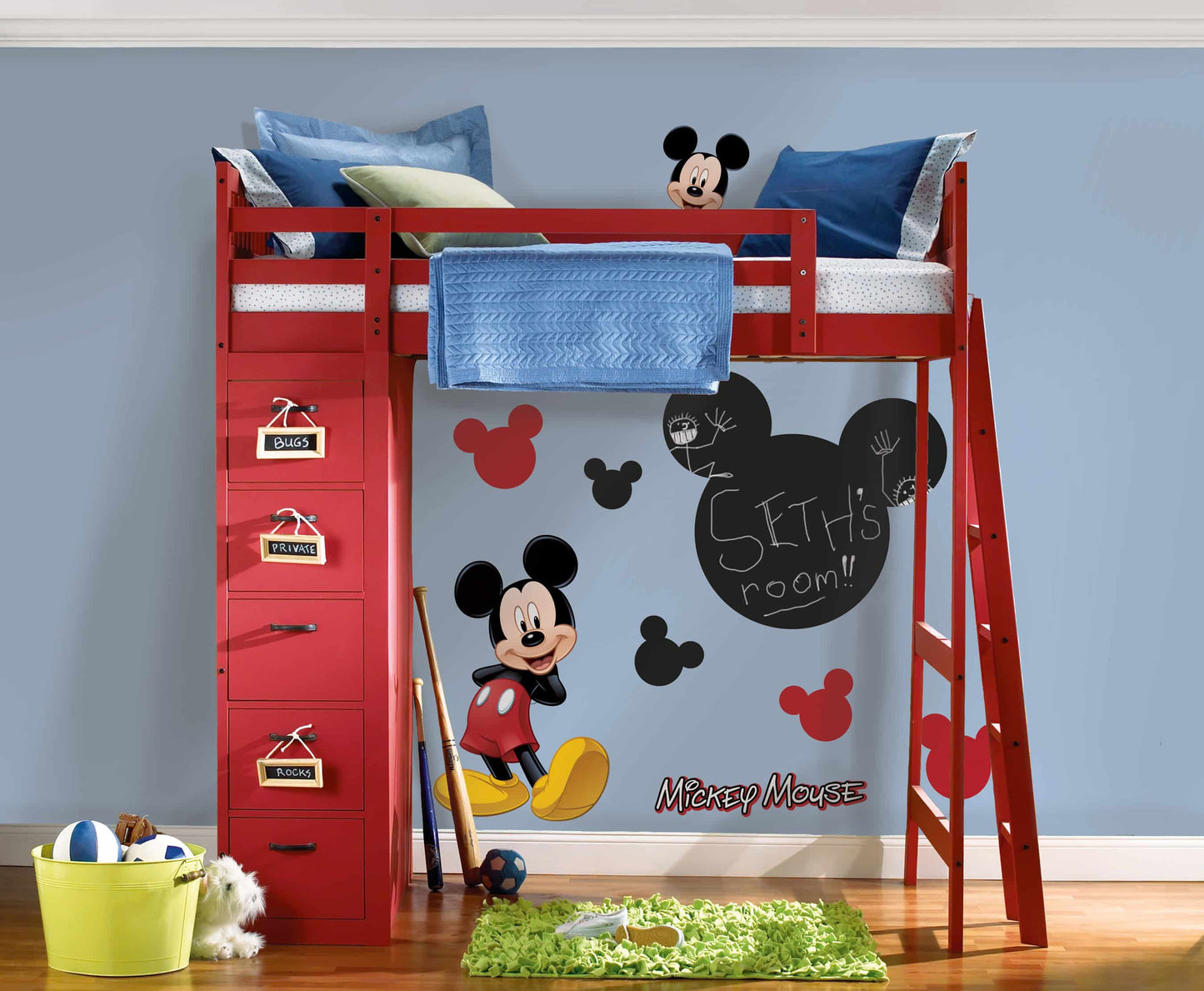 ROOMMATES MICKEY MOUSE & FRIENDS CHALKBOARD GIANT REMOVABLE WALL STICKERS - 14 STICKERS