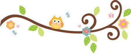 ROOMMATES SCROLL OWL TREE BRANCH WALL STICKERS- 66 STICKERS