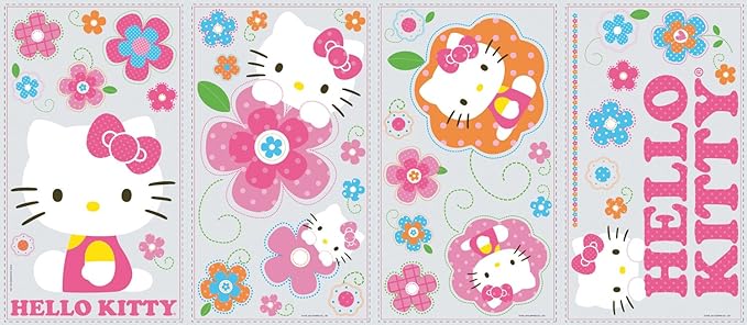ROOMMATES HELLO KITTY REMOVABLE WALL STICKERS - 39 STICKERS