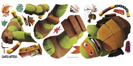 ROOMMATES TEENAGE MUTANT NINJA TURTLES MICHAELANGELO GIANT REMOVABLE WALL STICKERS - 18 STICKERS
