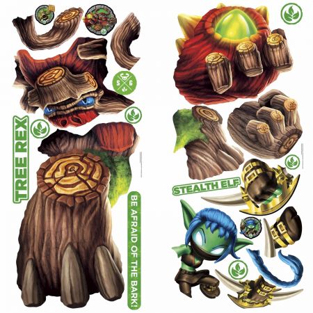 ROOMMATES SKYLANDERS BIG TREE REX & SMALL STEALTH ELF GIANT REMOVABLE WALL STICKERS - 24 STICKERS