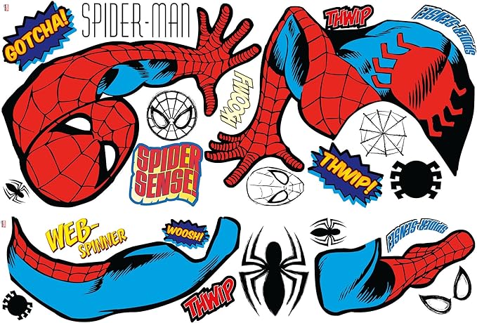ROOMMATES MARVEL COMICS SPIDERMAN GIANT REMOVABLE WALL STICKERS - 24 STICKERS