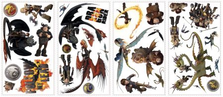 ROOMMATES HOW TO TRAIN YOUR DRAGONS REMOVABLE WALL STICKERS - 31 STICKERS