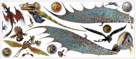 ROOMMATES HOW TO TRAIN YOUR DRAGON ASTRID & STORMFLY GIANT REMOVABLE WALL STICKERS - 17 STICKERS
