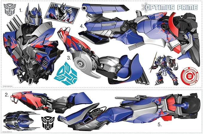 ROOMMATES TRANSFORMERS OPTIMUS PRIME GIANT REMOVABLE WALL STICKERS - 13 STICKERS