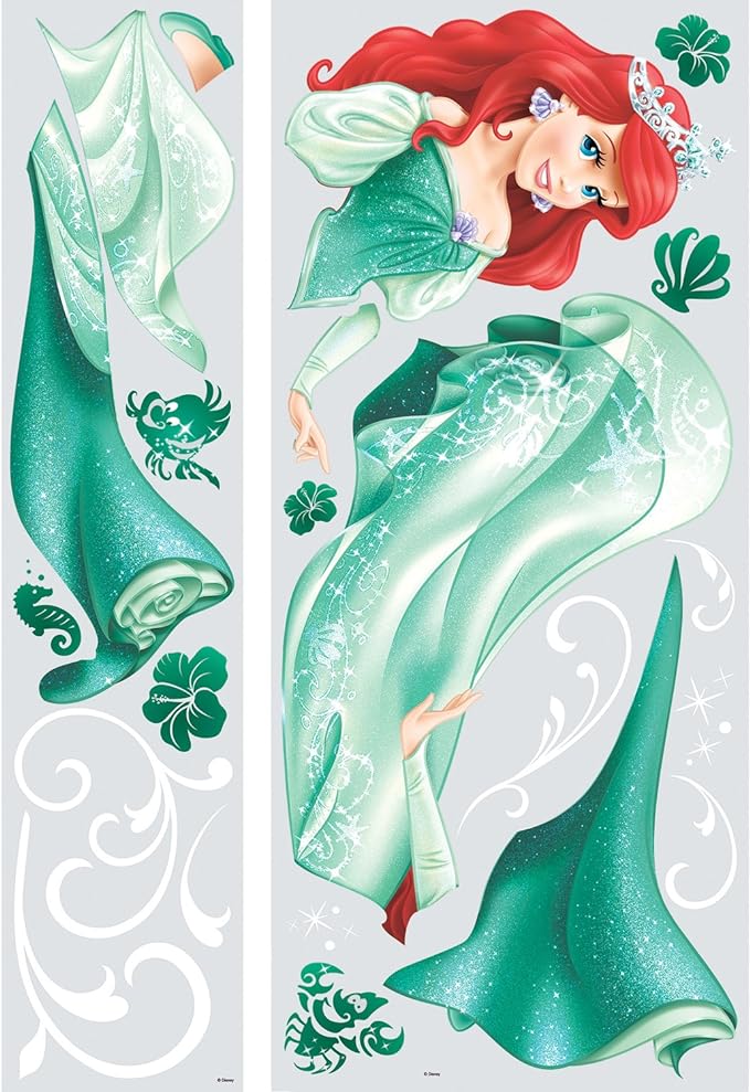 ROOMMATES DISNEY PRINCESS ARIEL GIANT REMOVABLE WALL STICKERS - 22 STICKERS